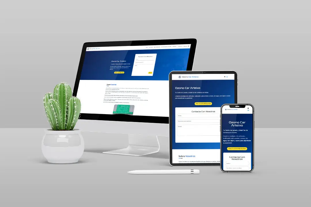 Web de Ozono Car Arteixo en ordenador, tableta y móvil
